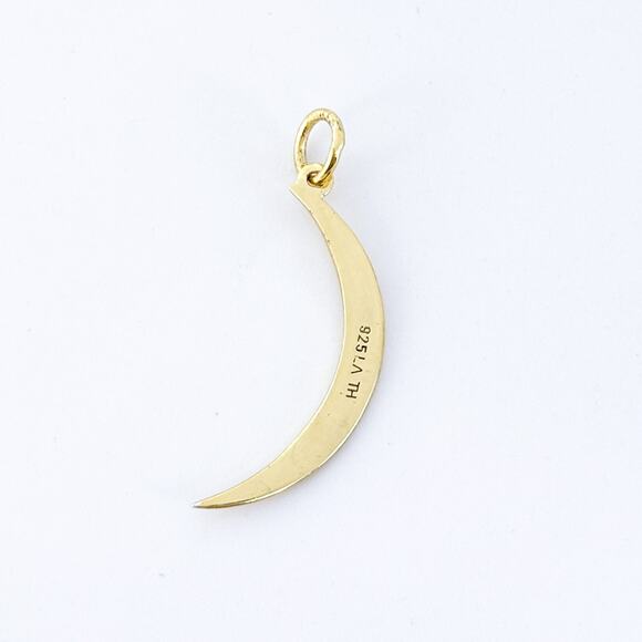 Vintage Footnotes Sterling Silver 925 Gold-tone Crescent Moon Pendant - Picture 4 of 10